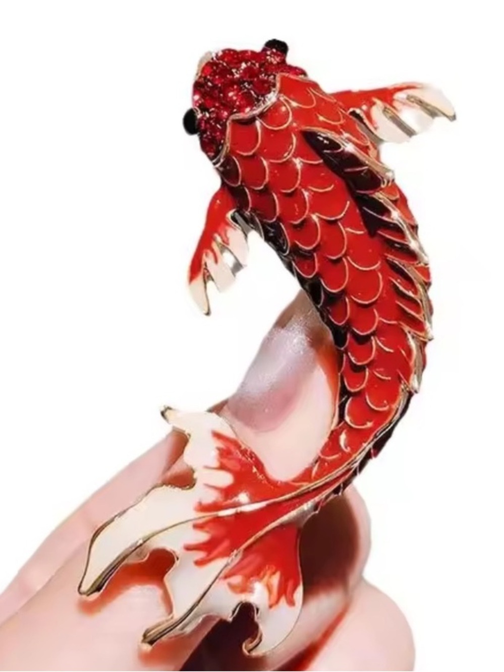 Elegant Red and Gold Koi Fish Brooch